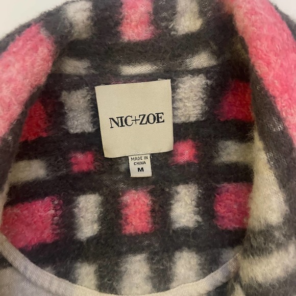 NIC + ZOE Check Pop  Sweater Jacket / Coat. Pink Multi Cotton Wool Blend - M - Picture 13 of 16